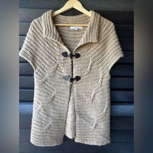 Lineamaglia Brown Medium Short Sleeve Wool Blend Open Sweater Cardigan Toggle